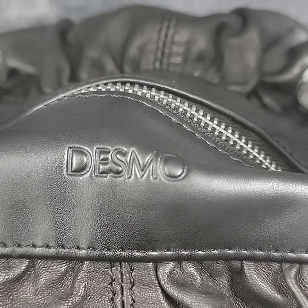 Desmo Made in Italy black Soft leather Shoulder Bag, Slouch Hobo Silver Hardware